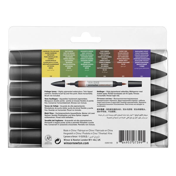 Winsor & Newton Promarker Watercolour Set 6 (Foliage Tones) - Image 2