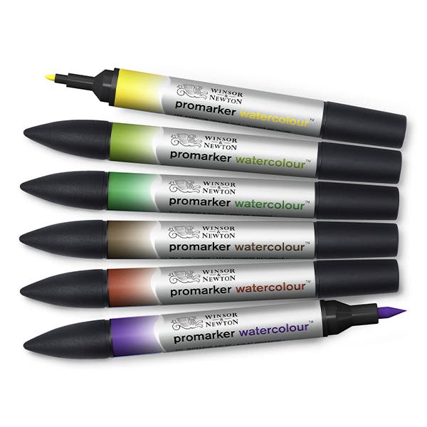 Winsor & Newton Promarker Watercolour Set 6 (Foliage Tones) - Image 3